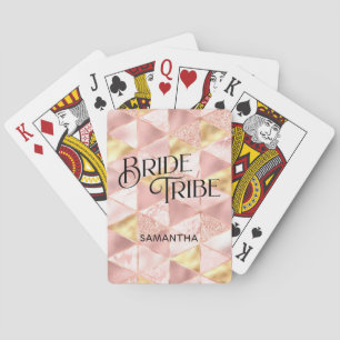 Bride Tribe Rose Gold Harlequin Diamond Bridesmaid Playing Cards