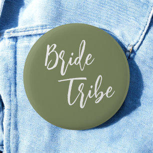 Bride Tribe Sage Green White Wedding 6 Cm Round Badge