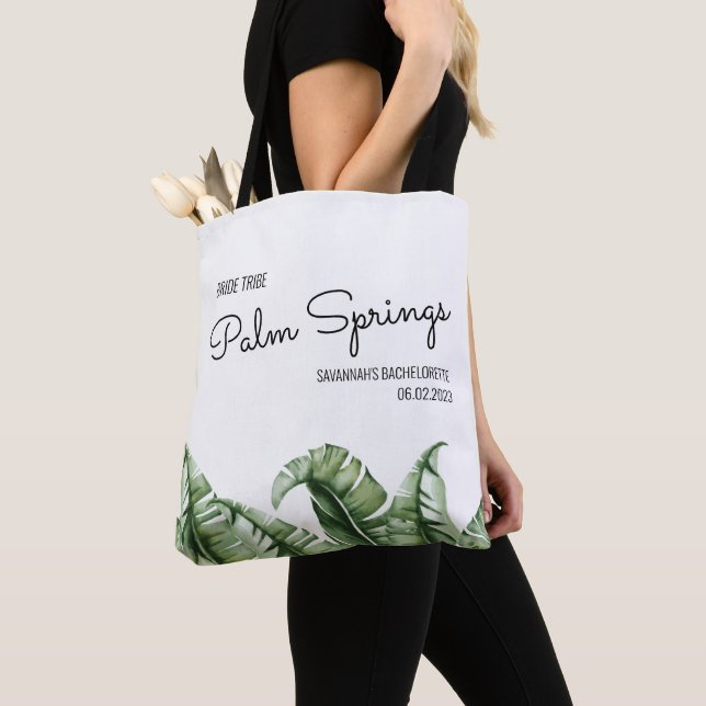 Bride Tribe Tropical Palm Springs Bachelorette Tote Bag (Close Up)