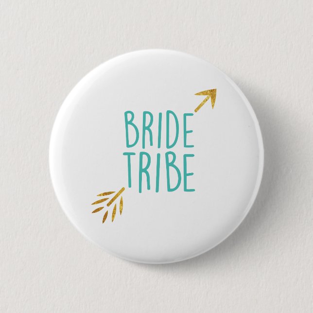 {Bride Tribe} Turquoise & Gold 6 Cm Round Badge (Front)