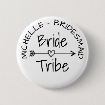 Bride Tribe wedding party favour round name button
