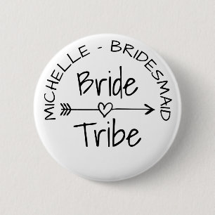 Bride Tribe wedding party favour round name button