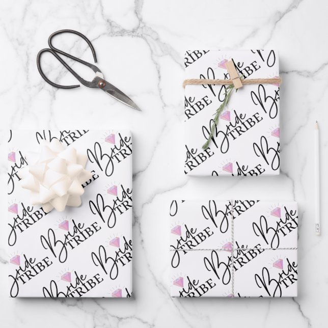 Bride Tribe Wrapping Paper Flat Sheet Set of 3 (Front)