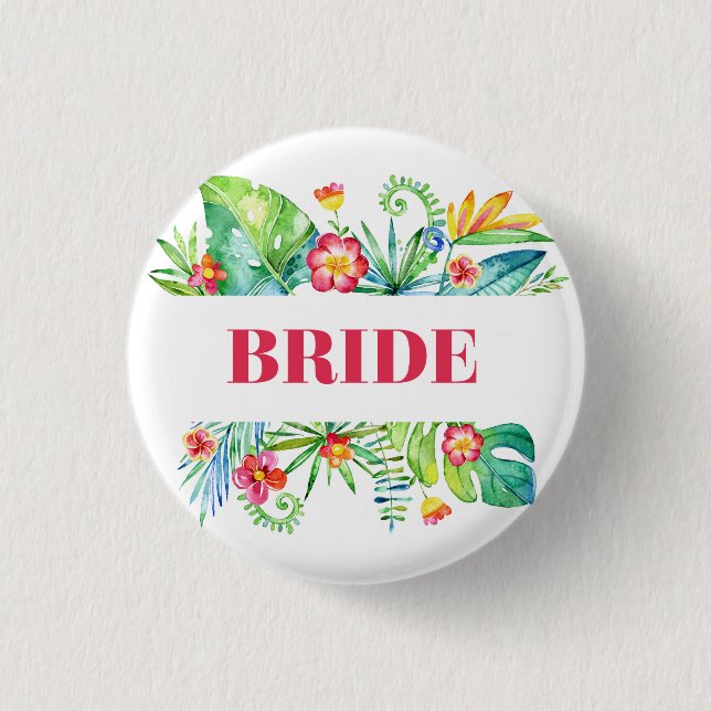 Bride Tropical Beach Destination Wedding 3 Cm Round Badge (Front)