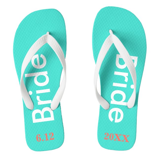 Bride Turquoise Blue Thongs (Footbed)
