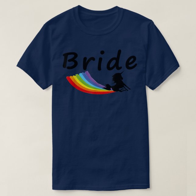 Bride Unicorn Rainbow Gay LGBT Funny  T-Shirt (Design Front)