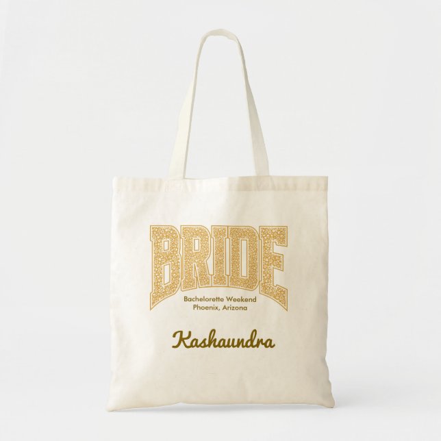 BRIDE Varsity Sunset Ditzy Floral  Tote Bag (Front)