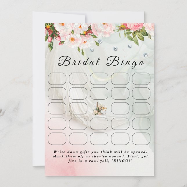 Bride Veil Before I Do Bridal Bingo Game Invitation (Front)