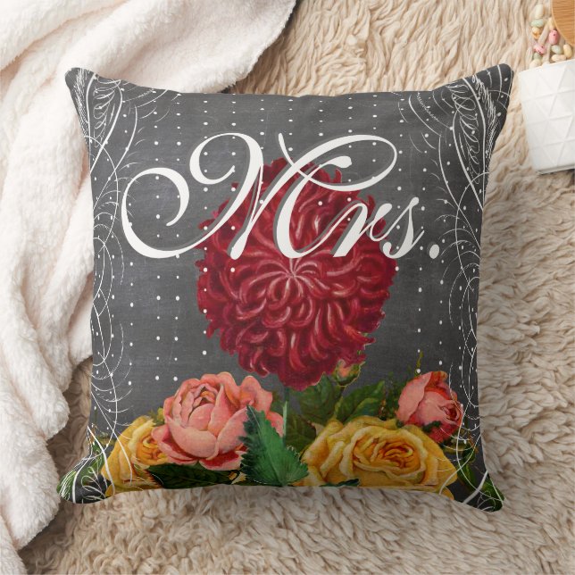 Bride Vintage Floral Red Heirloom Rose Cushion (Blanket)