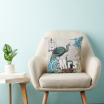 Bride Vintage Teal Damask Peacock Birdcage Vines Cushion<br><div class="desc">You Personalise this Beautiful Vintage Peacock Birdcage Pillow to say anything you like or use the existing Mrs. for the Bride (Wedding Reception or Newlywed Gift) Wife (2nd Anniversary Gift) or buy two one Mrs. and one Mr. for the Newlyweds. . The 2nd Wedding Anniversary is the Cotton Anniversary. Cotton...</div>