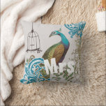 Bride Vintage Teal Damask Peacock Birdcage Vines Cushion<br><div class="desc">You Can Personalise this Beautiful Grey Green Copper Teal Blue Brown Earthy Hues Vintage Peacock Birdcage Pillow to say anything you like or use the existing Mrs. for the Bride (Wedding Reception or Newlywed Gift) Wife (2nd Anniversary Gift) or buy two one Mrs. and one Mr. for the Newlyweds. ....</div>