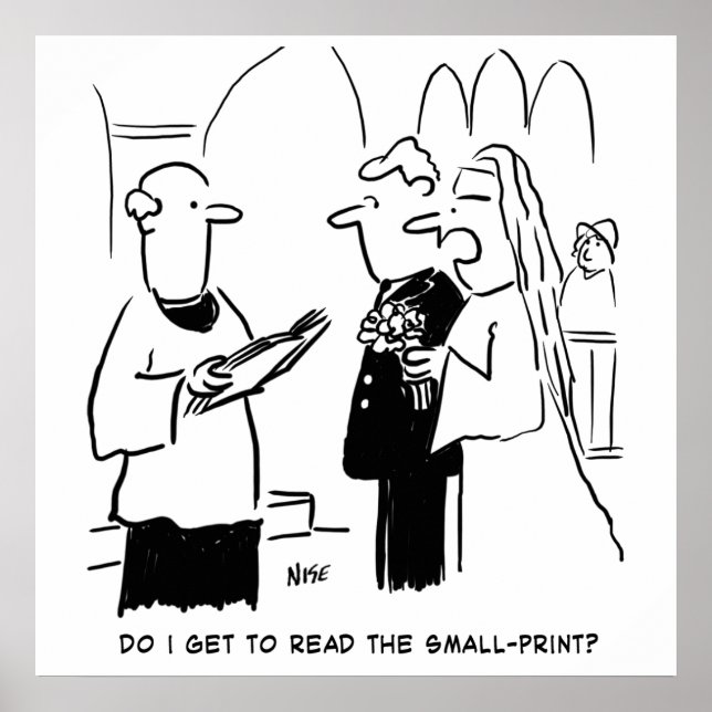 Bride Wants to Check Small Print Cartoon (Front)