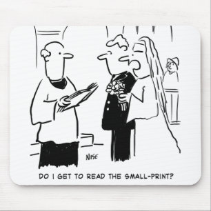 Bride Wants to Check Small Print Cartoon Mouse Pad