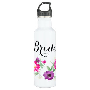 Bride Watercolor Flowers Water 710 Ml Water Bottle