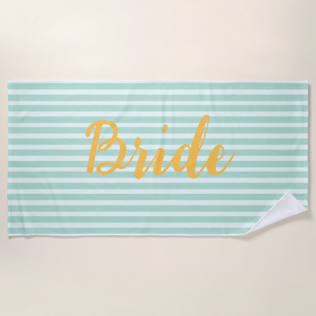 Bride Wedding bachelorette Wife Yellow Beach Towel (Front)
