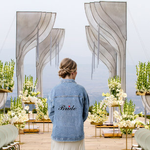Bride Wedding Bridal Bachelorette Party Red Heart Denim Jacket