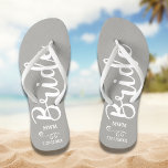 Bride Wedding Favour Custom Name Monogram Grey Thongs<br><div class="desc">Surprise the Bride with these fun flip flops - personalise with her name or monogram and wedding date. The background colour can easily be changed to match the wedding colours. Makes a perfect pre-wedding or wedding favour/gift - something she can wear during the wedding or on the dance floor. Modern...</div>