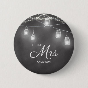 Bride Wedding Future Mrs Black White  6 Cm Round Badge