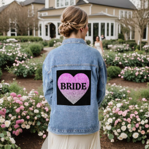 BRIDE WEDDING GIFT GLITTER HEART Denim Jacket