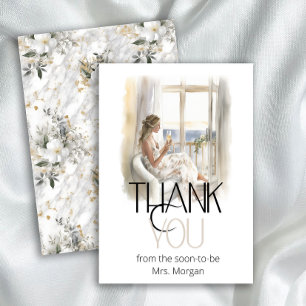 Bride Wedding Gown Bridal Shower Thank You Card