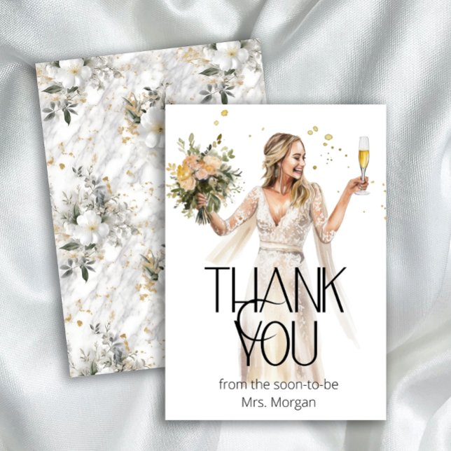 Bride Wedding Gown Bridal Shower Thank You Card (Creator Uploaded)