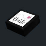 Bride Wedding Keepsake Gift Box<br><div class="desc">Lovely pink butterfly for your bridal party members comes on this Bride wedding keepsake jewellery box. Tile and wood box is lined and has room for wedding day mementos, a special gift or jewellery item. She will love this unique gift at a bridal shower, rehearsal dinner or as a thank...</div>