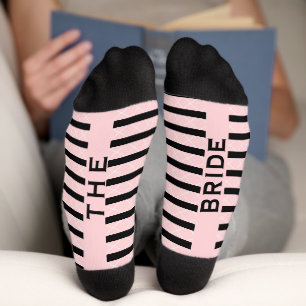 Bride Wedding Party Pink and Black Socks