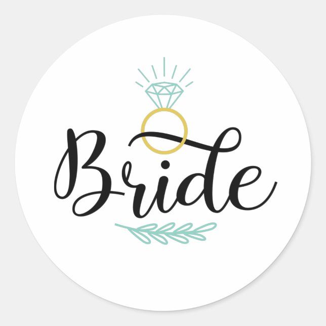 Bride Wedding Ring Classic Round Sticker (Front)