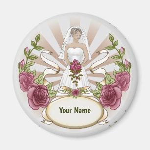 Bride Wedding Roses Magnet