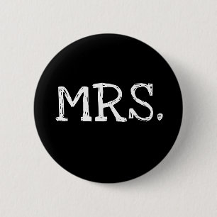 Bride White Text Mrs. 6 Cm Round Badge