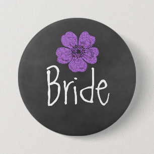 Bride Wild Purple Roses Chalkboard 7.5 Cm Round Badge