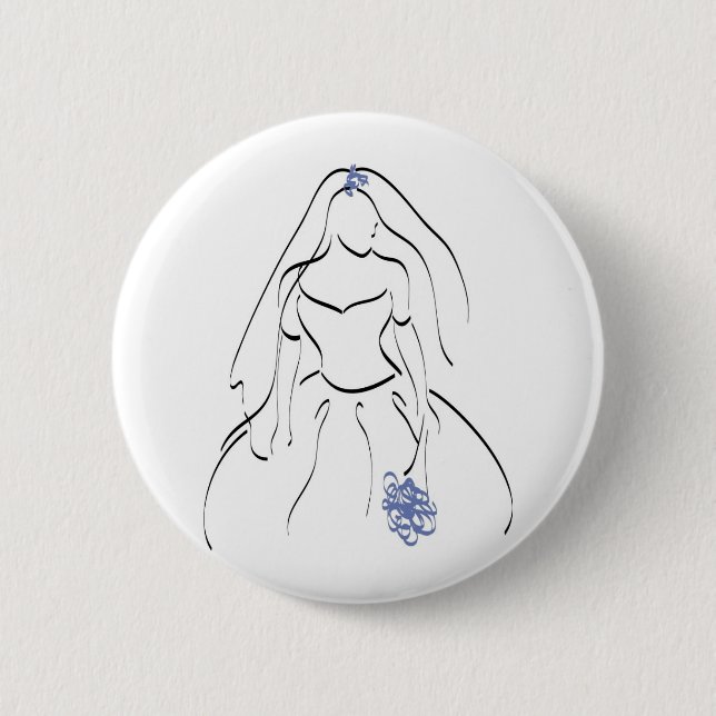 Bride With Blue Flowers 6 Cm Round Badge (Front)