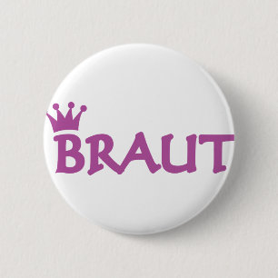 bride with crown icon 6 cm round badge