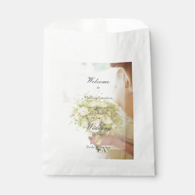 Bride with Flower Bouquet editable wedding Favour Bag (Front)