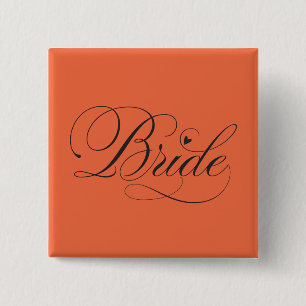 Bride with heart 15 cm square badge