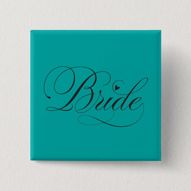 Bride with heart 15 cm square badge (Front)