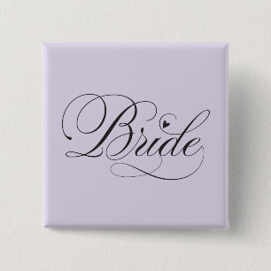 Bride with heart 15 cm square badge