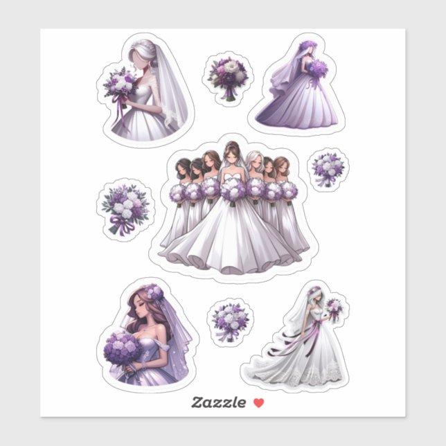 Bride with Purple Bouquet of Flowers (Sheet)