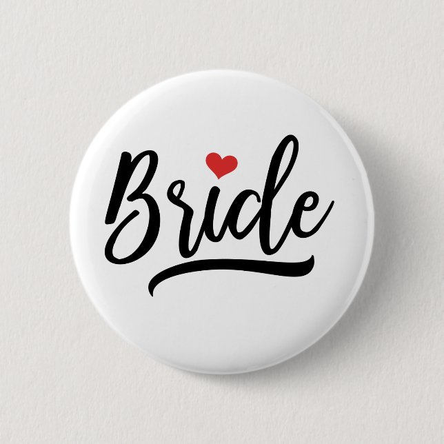 Bride With Red Heart 6 Cm Round Badge (Front)