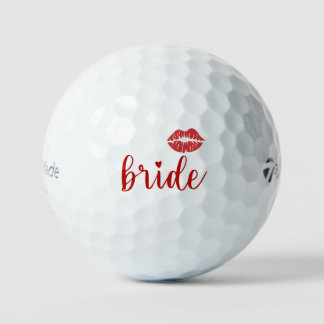 Bride with red lips golf balls