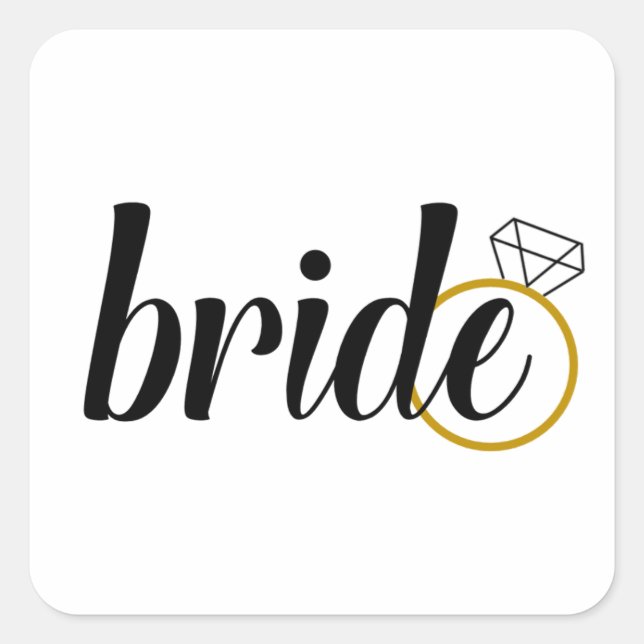 Bride with Ring Square Sticker (Front)