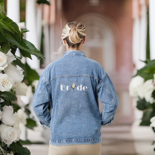 Bride with Single White Glittery Look Rose Denim Jacket (Creator Uploaded)