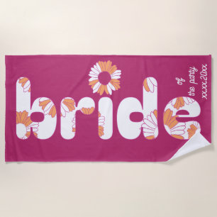 Bride Word Design, Boho Hippie, Bachelorette Party Beach Towel