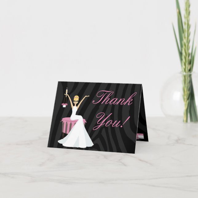 Bride Zebra Print Shabby Chic Thank You Cards (Front)