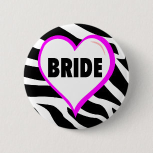 Bride (Zebra Stripes) 6 Cm Round Badge