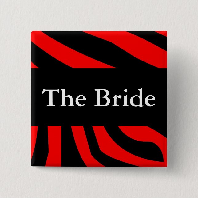 Bride Zebra Wedding Button (Front)