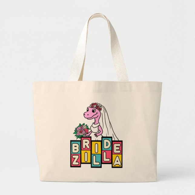 Bride Zilla Retro  Large Tote Bag (Front)