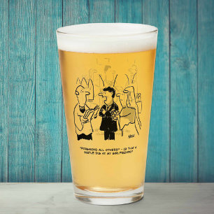 Bridegroom Fun Wedding Cartoons on a Beer Glass