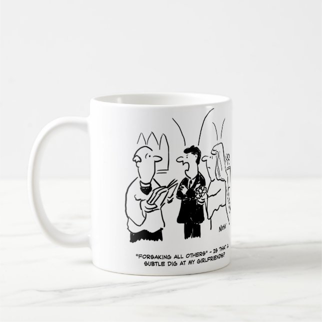 Bridegroom thinks Vicar is having a dig at him Coffee Mug (Left)
