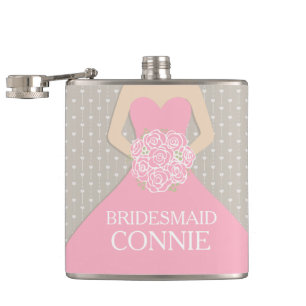 Bridemaid pink dress named hip flask